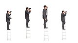Multiple image of businessman on ladder