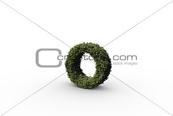 Lower case letter o made of leaves