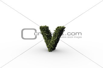 Lower case letter v made of leaves