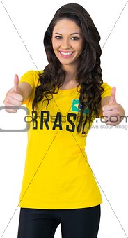 Pretty football fan in brasil tshirt