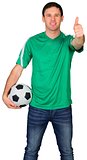 Handsome football fan in green