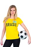 Pretty football fan in brasil tshirt