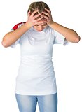 Disappointed football fan in white