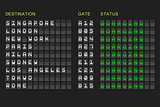 Departures list on black mechanical board