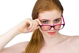 Beautiful redhead posing with glasses