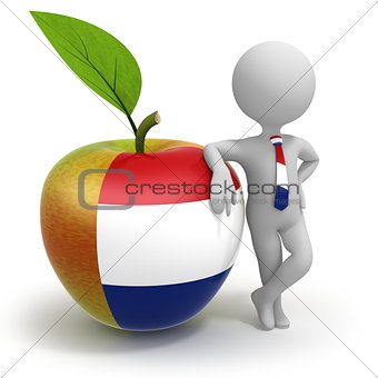 Apple with Netherlands flag and businessman