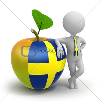 Apple with Sweden flag and businessman