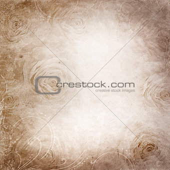 Textured grunge background with  rose and space for text