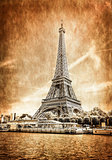 View of Eiffel tower in vintage filtered and textured style