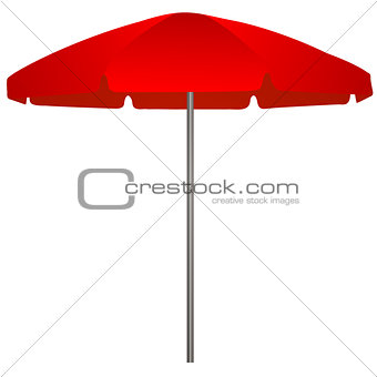 Illustration of red beach umbrella on white background