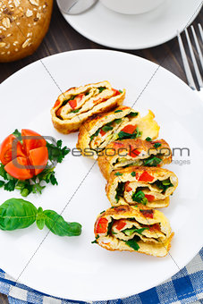 Omelet with vegetables and herbs