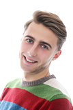 Attractive happy guy with bristle have wide smile