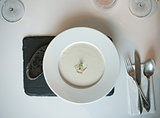 white soup with black bread 