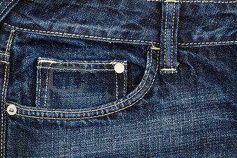 Dark blue jeans fabric with pocket   
