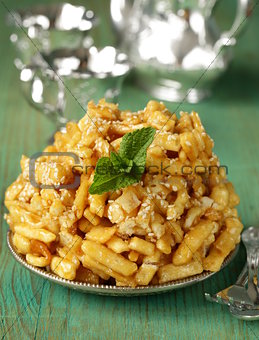 oriental sweets (chak-chak) with honey and sesame seeds