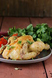 homemade roasted chicken with herbs and spices