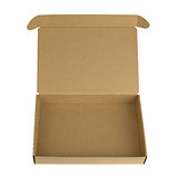 Open cardboard box with a lid