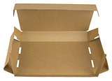 Open cardboard box with a lid