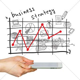 Hands, tablet pc and business strategy