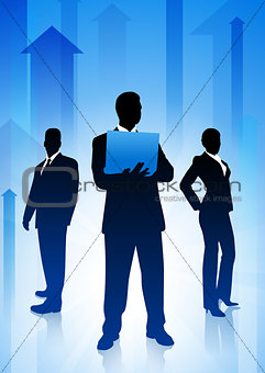 Business Team on Arrows Background