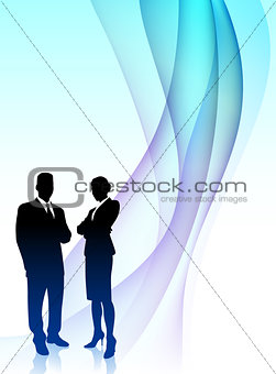 Business Couple  Musician on Abstract Flowing Background