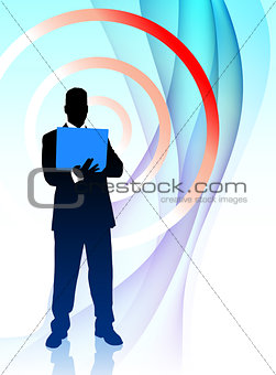 Businessman Musician on Abstract Flowing Background