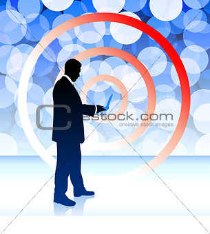Businessman on Blue Lens Flare Background