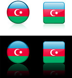 azerbaijan Flag Buttons on White and Black Background