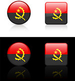 Angola Flag Buttons on White and Black Background
