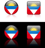 antigua Flag Buttons on White and Black Background