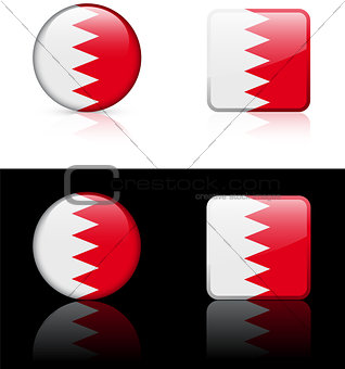 Bahrain Flag Buttons on White and Black Background