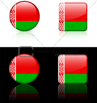 Belarus Flag Buttons on White and Black Background