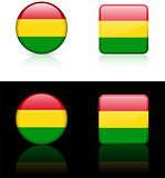 Bolivia Flag Buttons on White and Black Background