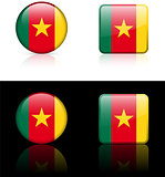 Cameroon Flag Buttons on White and Black Background