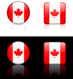 Canada Flag Buttons on White and Black Background