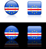 Cape Verde Flag Buttons on White and Black Background