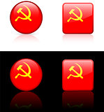 USSR (CCCP) Flag Buttons on White and Black Background