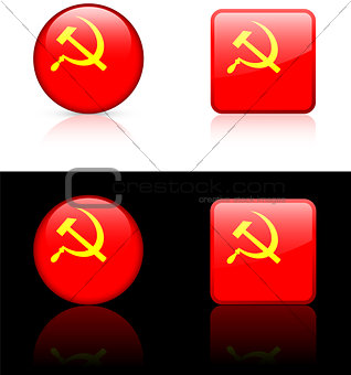 USSR (CCCP) Flag Buttons on White and Black Background