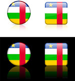 Central African Republic Flag Buttons on White and Black Backgro
