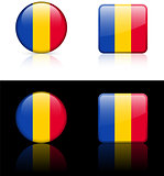 Chad Flag Buttons on White and Black Background