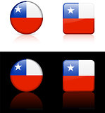 Chile Flag Buttons on White and Black Background
