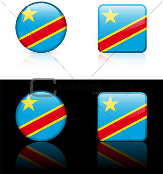 Congo Flag Buttons on White and Black Background
