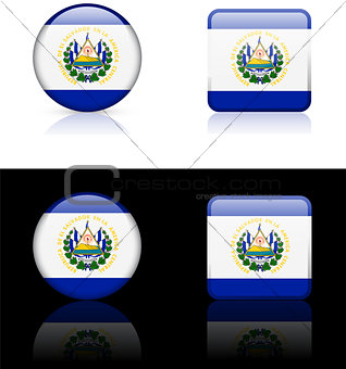 El Salvador Flag Buttons on White and Black Background
