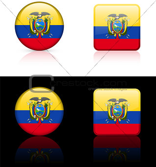 Equador Flag Buttons on White and Black Background