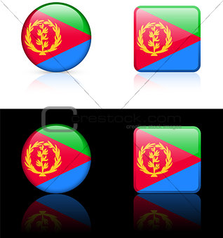 eritrea Flag Buttons on White and Black Background