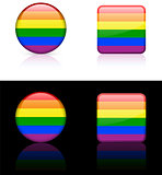 Gay Flag Buttons on White and Black Background