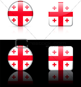 Georgia Flag Buttons on White and Black Background
