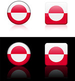 Greenland Flag Buttons on White and Black Background