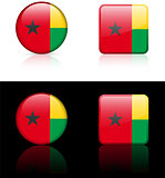 Guniea Bissau Flag Buttons on White and Black Background