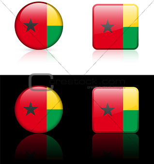 Guniea Bissau Flag Buttons on White and Black Background